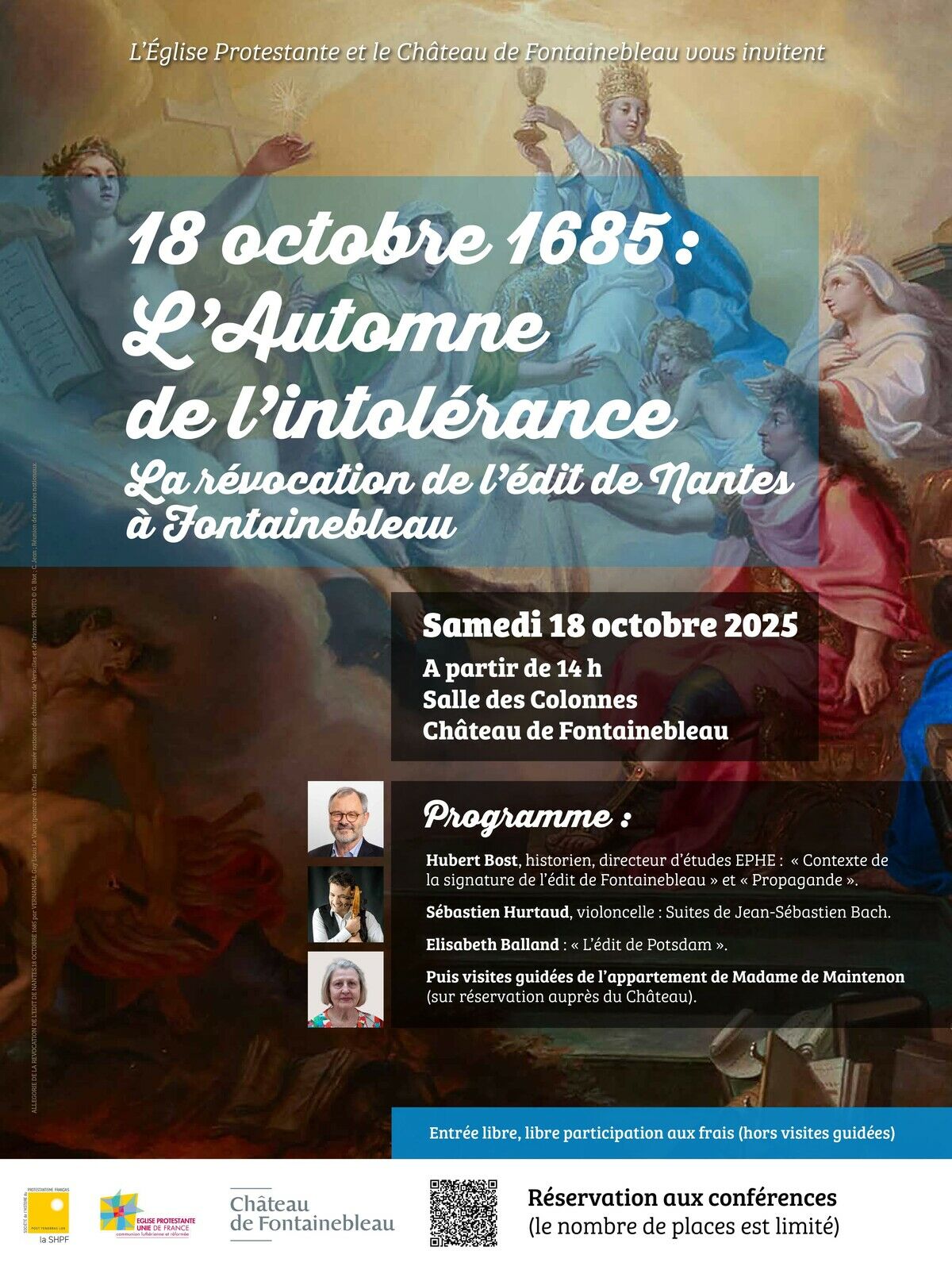 Affiche de l'évènement qui commémore la révocation de l'édit de Nantes 