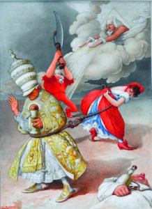 Anonyme, La Séparation des Églises et de l’État, lithographie, Centre national et musée Jean‑Jaurès de Castres. Inspiré par Voltaire, Émile Combes sépare l’Église et l’État